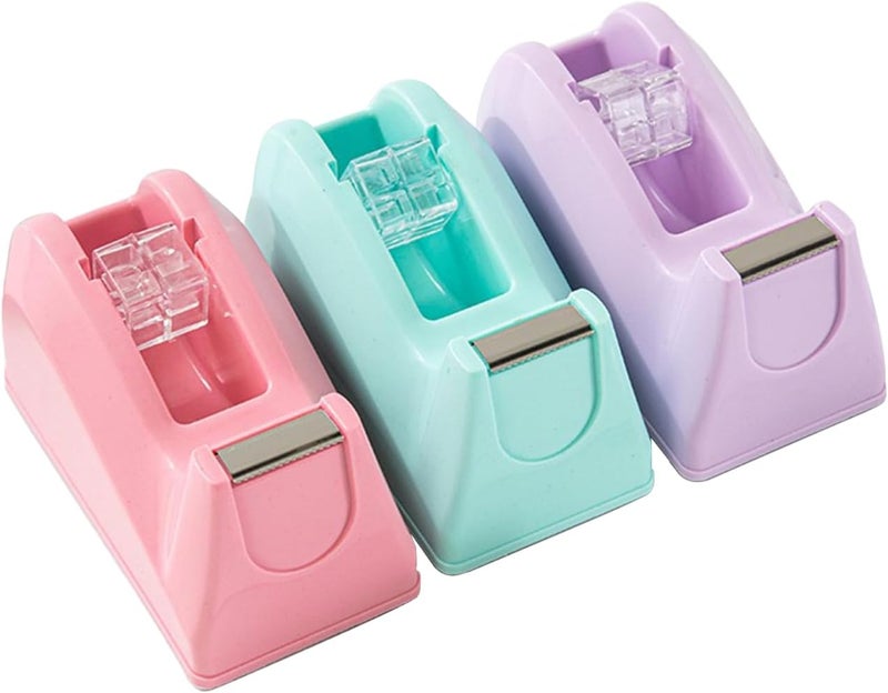 LASUND Basics Desktop Tape Dispenser, Office Desk Tape Dispenser, Heavy Duty Desk Accessories Office Tape Dispensers, Weighted Non-Skid Base,Ideal for Home, Office, School, or Business (Purple) - Image 1